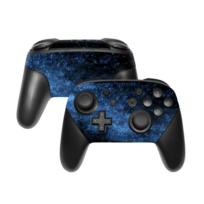 Nintendo Switch Pro Controller Skin design of Sky, Atmosphere, Black, Blue, Outer space, Atmospheric phenomenon, Astronomical object, Darkness, Universe, Space, with black, blue colors