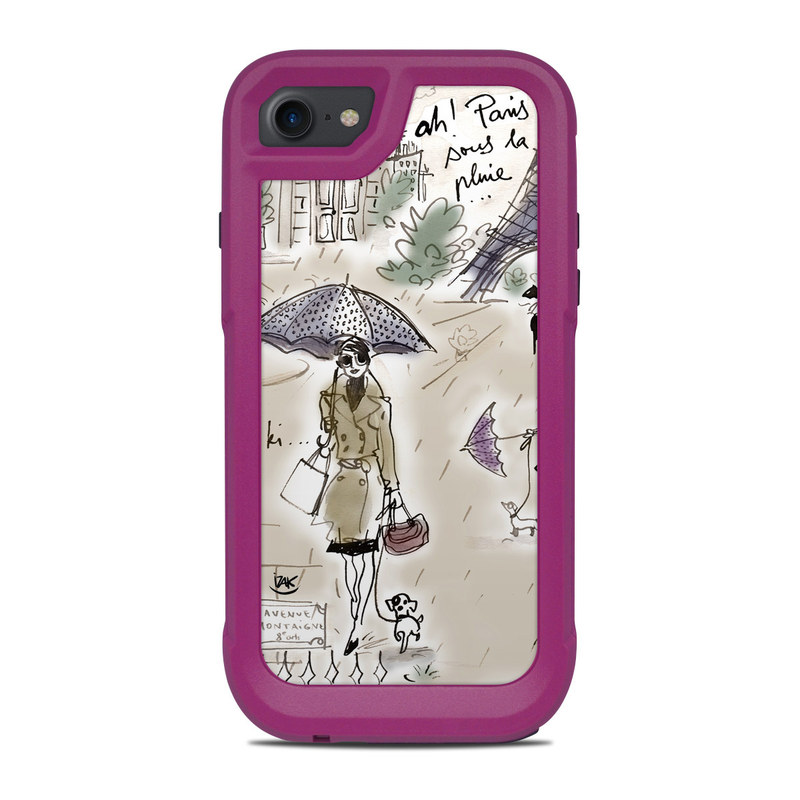 OtterBox Pursuit iPhone 8 Case Skin design of Cartoon, Umbrella, Illustration, Organism, Art, Fiction, Fictional character with brown, gray, purple colors