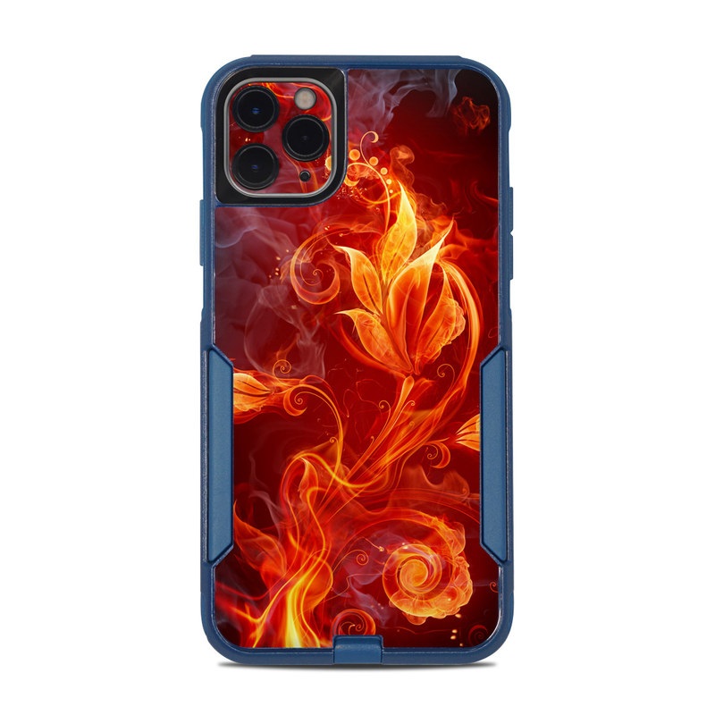 OtterBox Commuter iPhone 11 Pro Max Case Skin design of Flame, Fire, Heat, Red, Orange, Fractal art, Graphic design, Geological phenomenon, Design, Organism, with black, red, orange colors