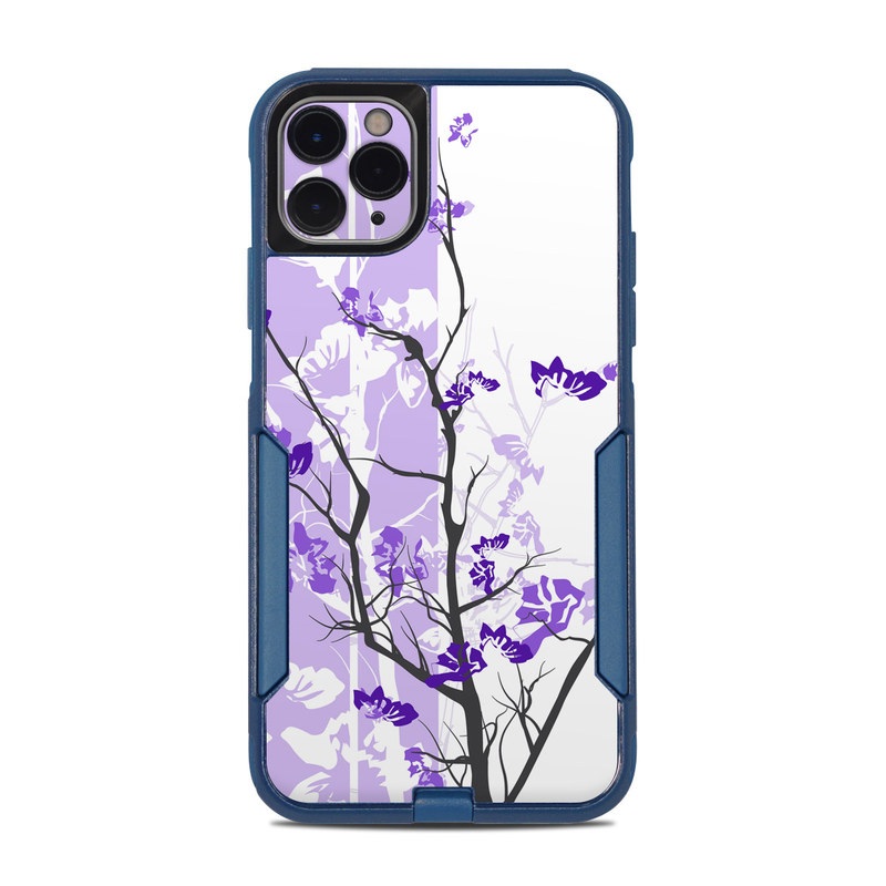 OtterBox Commuter iPhone 11 Pro Max Case Skin design of Branch, Purple, Violet, Lilac, Lavender, Plant, Twig, Flower, Tree, Wildflower, with white, purple, gray, pink, black colors
