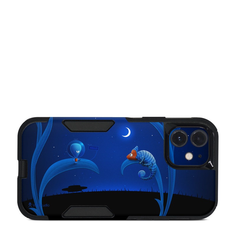 OtterBox Commuter iPhone 12 Case Skin design of Organism, Astronomical object, Space, Illustration, Night, Graphics, with black, blue, orange colors