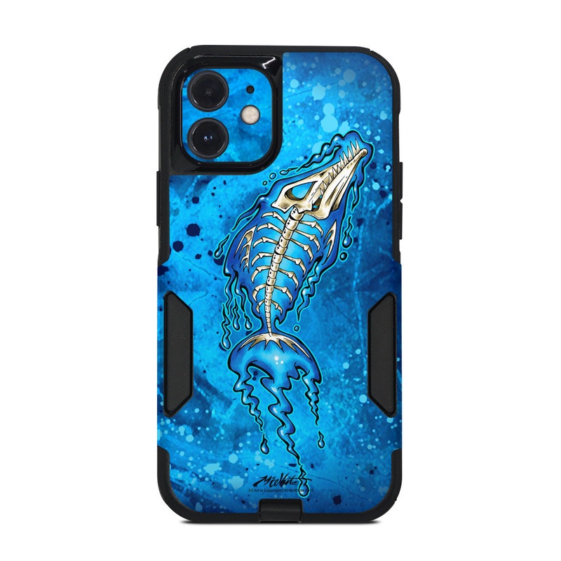 OtterBox Commuter iPhone 12 Case Skin design of Blue, Water, Aqua, Electric blue, Illustration, Graphic design, Liquid, Graphics, Marine biology, Art, with blue, white colors