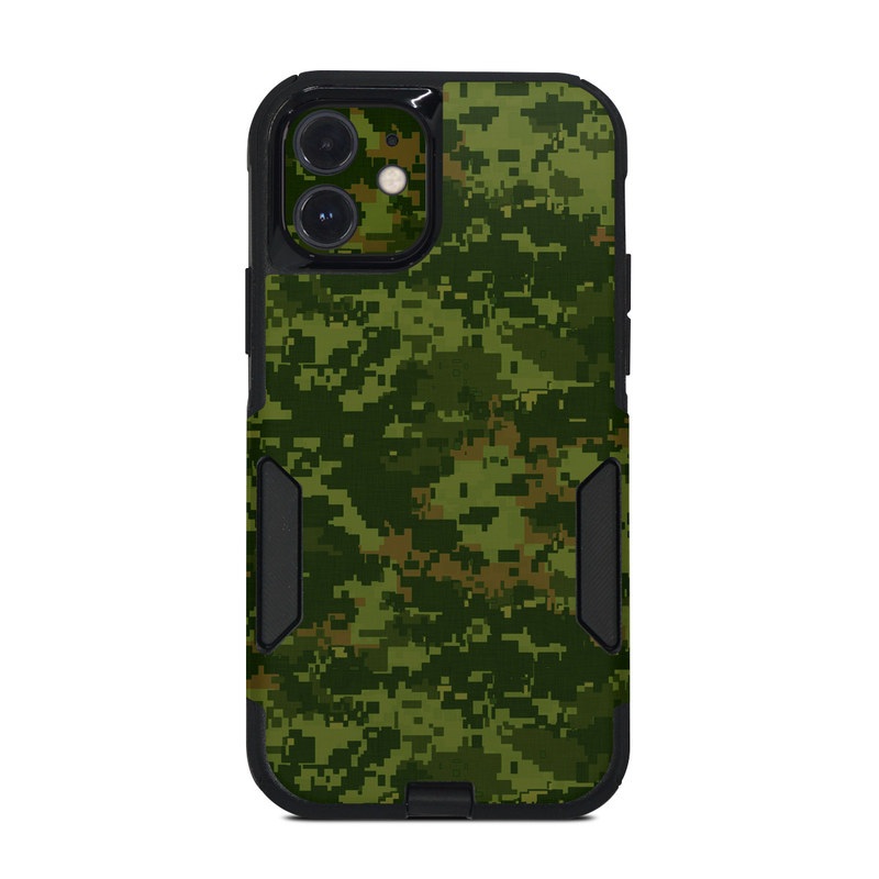 OtterBox Commuter iPhone 12 Case Skin design of Military camouflage, Green, Pattern, Uniform, Camouflage, Clothing, Design, Leaf, Plant, with green, brown colors