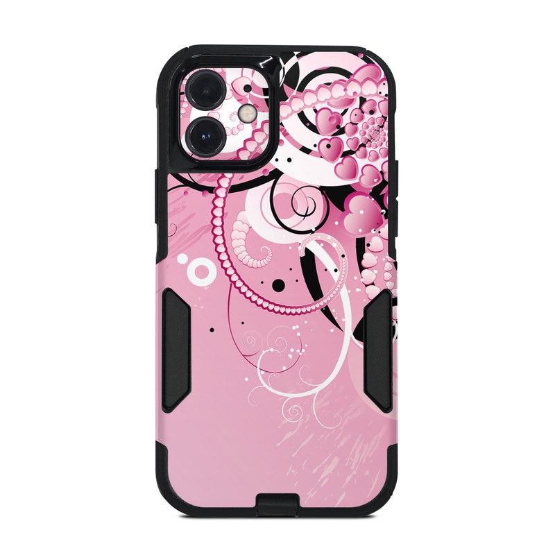 OtterBox Commuter iPhone 12 Case Skin design of Pink, Floral design, Graphic design, Text, Design, Flower Arranging, Pattern, Illustration, Flower, Floristry, with pink, gray, black, white, purple, red colors