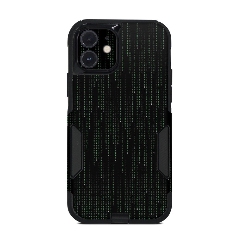 OtterBox Commuter iPhone 12 Case Skin design of Green, Black, Pattern, Symmetry, with black colors
