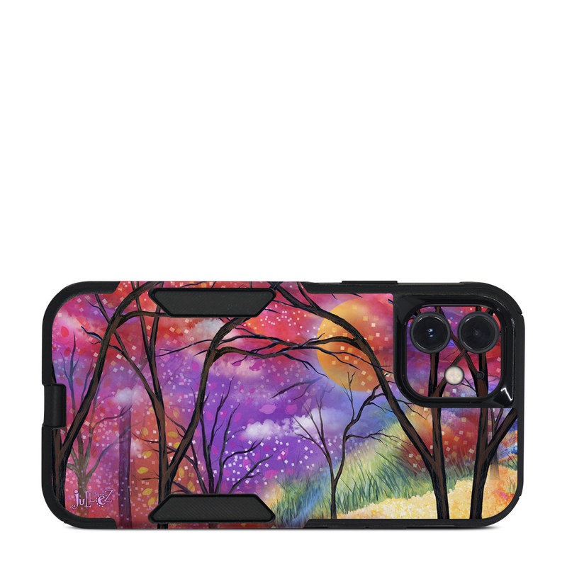 OtterBox Commuter iPhone 12 Case Skin design of Nature, Tree, Natural landscape, Painting, Watercolor paint, Branch, Acrylic paint, Purple, Modern art, Leaf, with red, purple, black, gray, green, blue colors