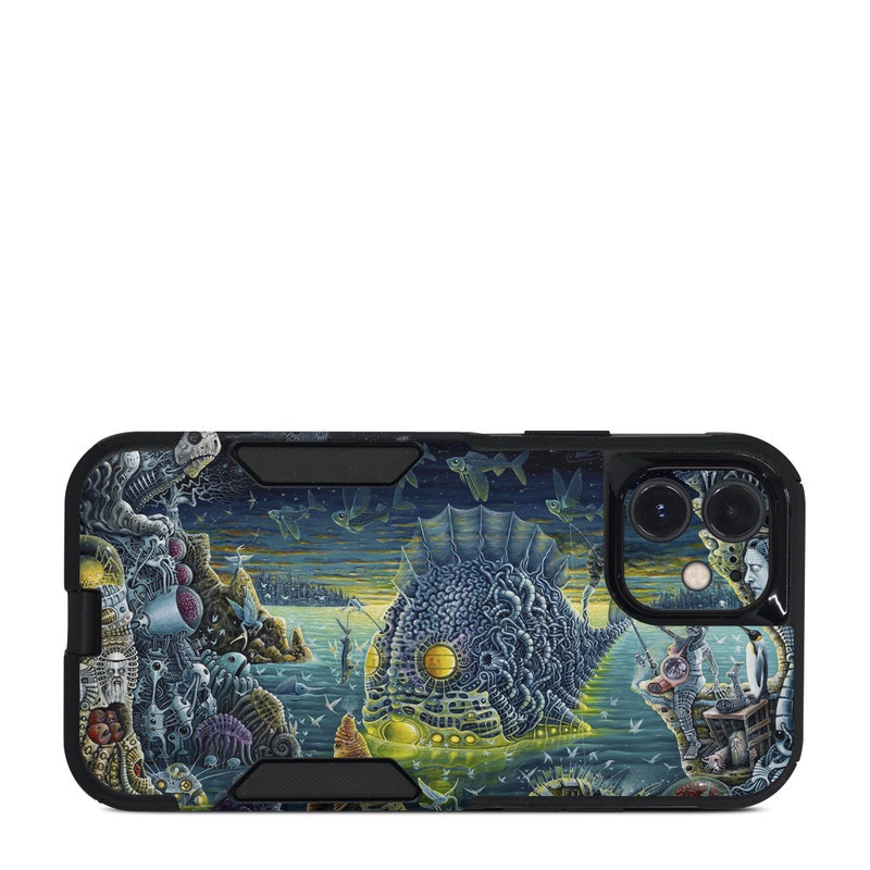 OtterBox Commuter iPhone 12 Case Skin design of Organism, Water, Illustration, Art, Painting, Cg artwork, Fiction, Fictional character, Marine biology, Mythology, with black, gray, blue, green colors