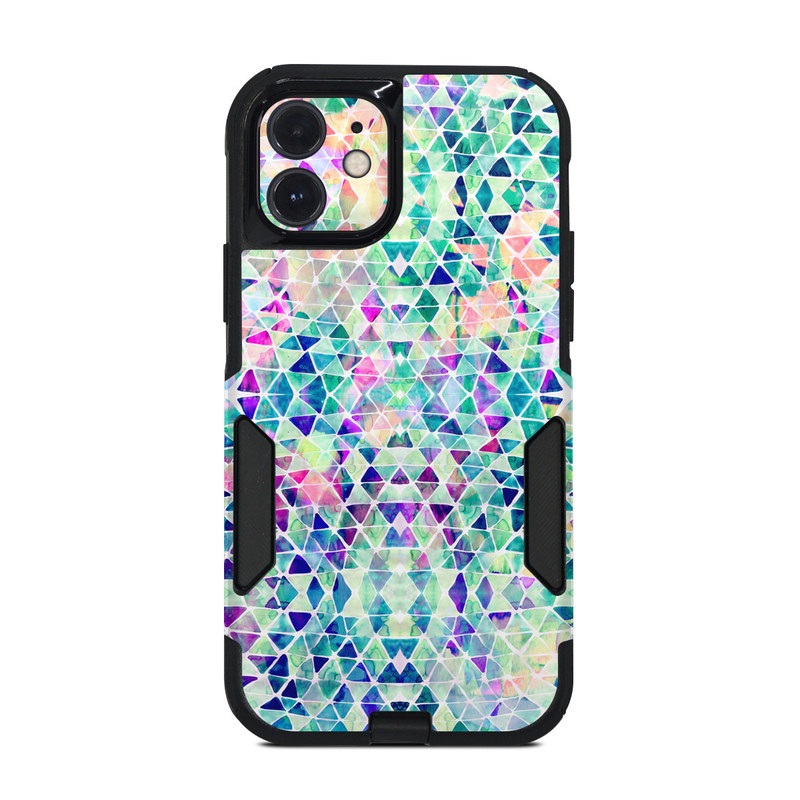 OtterBox Commuter iPhone 12 Case Skin design of Pattern, Aqua, Line, Teal, Purple, Turquoise, Design, with white, blue, purple, orange, green colors
