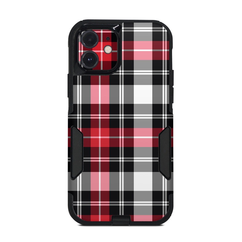OtterBox Commuter iPhone 12 Case Skin design of Plaid, Tartan, Pattern, Red, Textile, Design, Line, Pink, Magenta, Square, with black, gray, pink, red, white colors