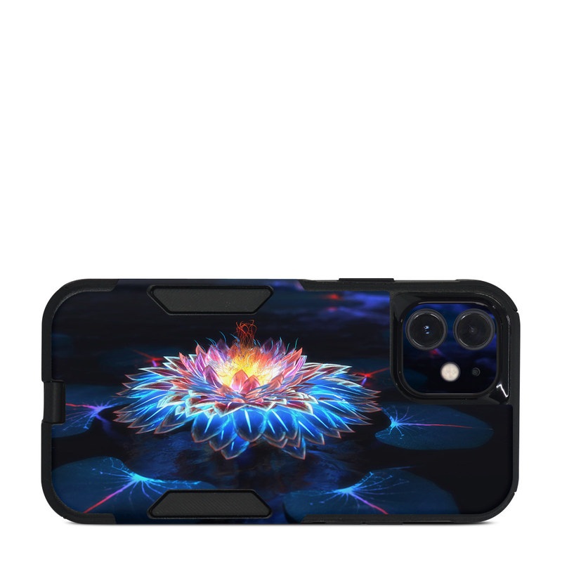 OtterBox Commuter iPhone 12 Case Skin design of Water, Light, Fractal art, Organism, Electric blue, Aquatic plant, Darkness, Plant, Art, Space, with black, blue, gray colors