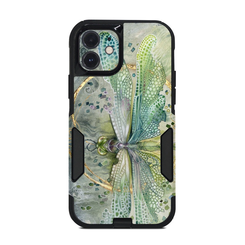 OtterBox Commuter iPhone 12 Case Skin design of Green, Painting, Watercolor paint, Water, Acrylic paint, Leaf, Visual arts, Plant, Art, Photography, with green, yellow, blue, gray colors