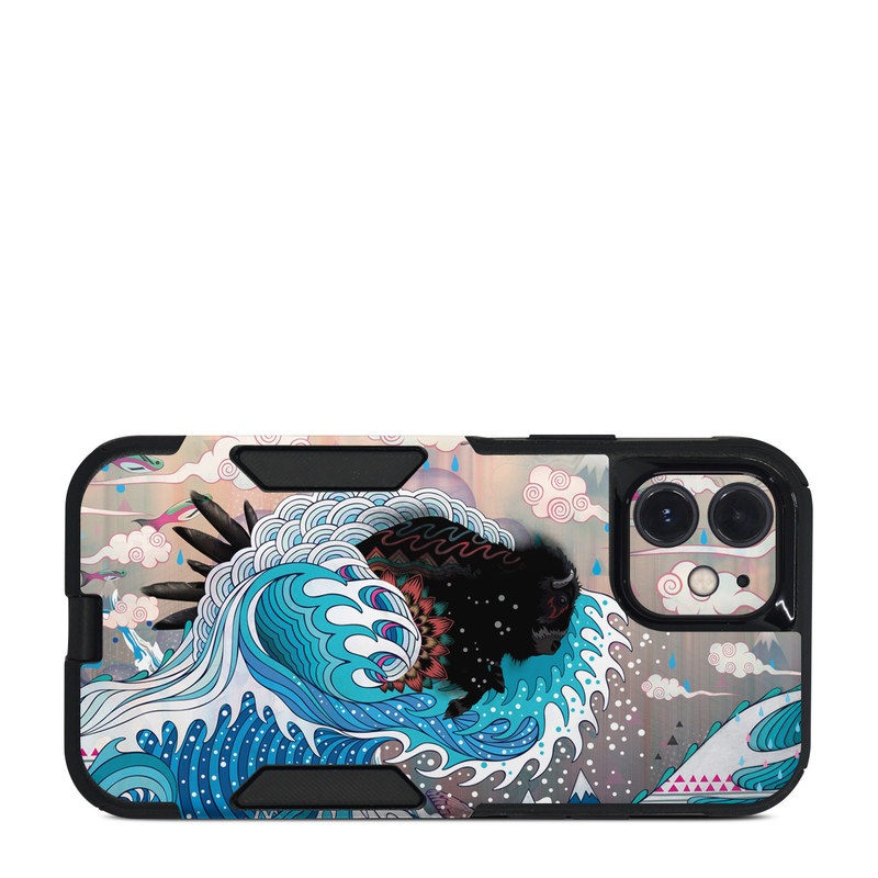 OtterBox Commuter iPhone 12 Case Skin design of Blue, Turquoise, Illustration, Aqua, Graphic design, Pattern, Art, Design, Graphics, Visual arts, with gray, blue, black, pink, white colors