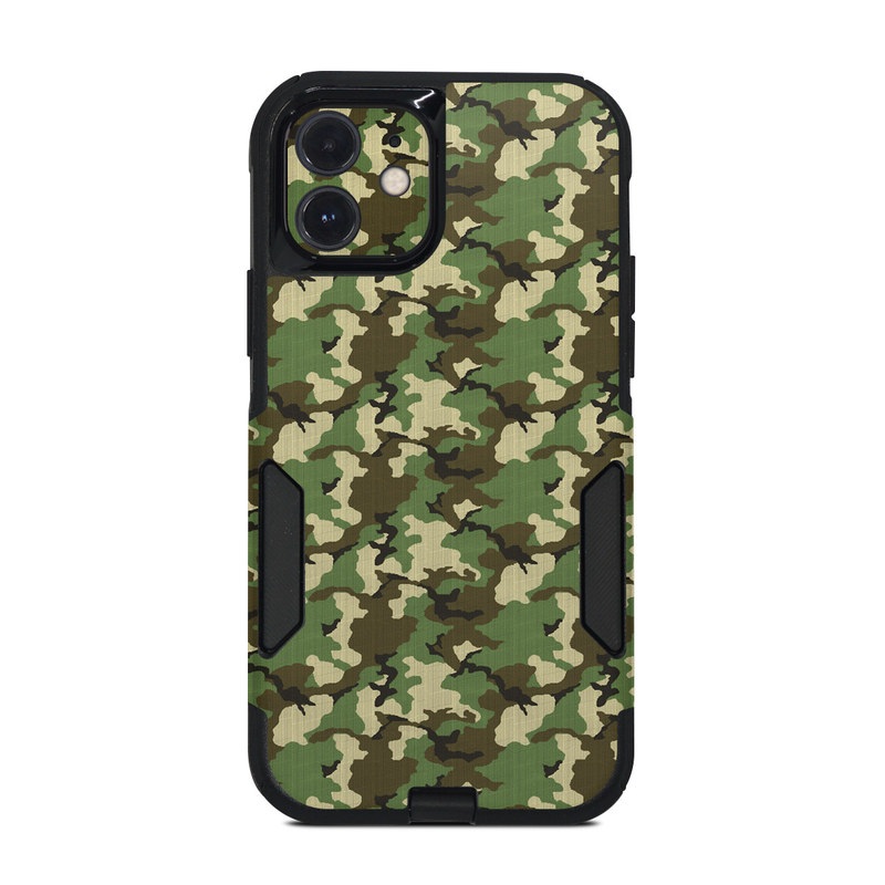 OtterBox Commuter iPhone 12 Case Skin design of Military camouflage, Camouflage, Clothing, Pattern, Green, Uniform, Military uniform, Design, Sportswear, Plane, with black, gray, green colors