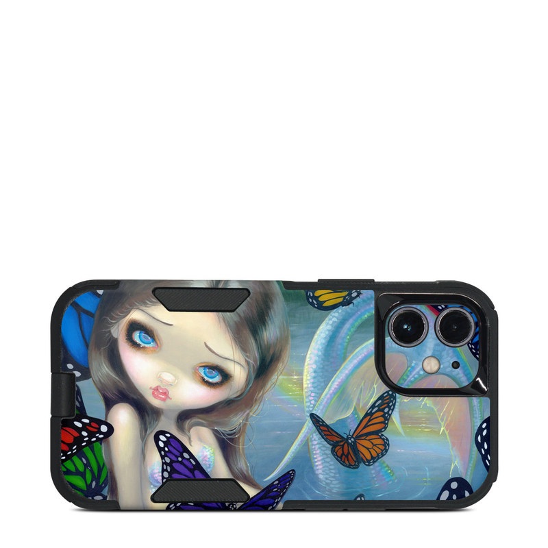 OtterBox Commuter iPhone 12 mini Case Skin design of Butterfly, Insect, Monarch butterfly, Moths and butterflies, Cynthia (subgenus), Invertebrate, Pollinator, Brush-footed butterfly, Organism, Art, with gray, black, blue, red, pink colors