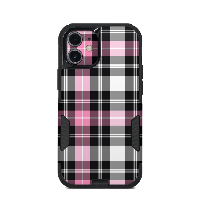 OtterBox Commuter iPhone 12 mini Case Skin design of Plaid, Tartan, Pattern, Pink, Purple, Violet, Line, Textile, Magenta, Design, with black, gray, pink, red, white, purple colors