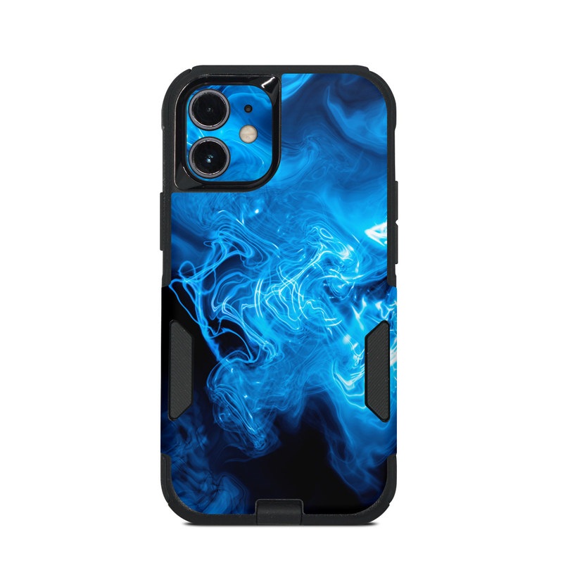 OtterBox Commuter iPhone 12 mini Case Skin design of Blue, Water, Electric blue, Organism, Pattern, Smoke, Liquid, Art, with blue, black, purple colors