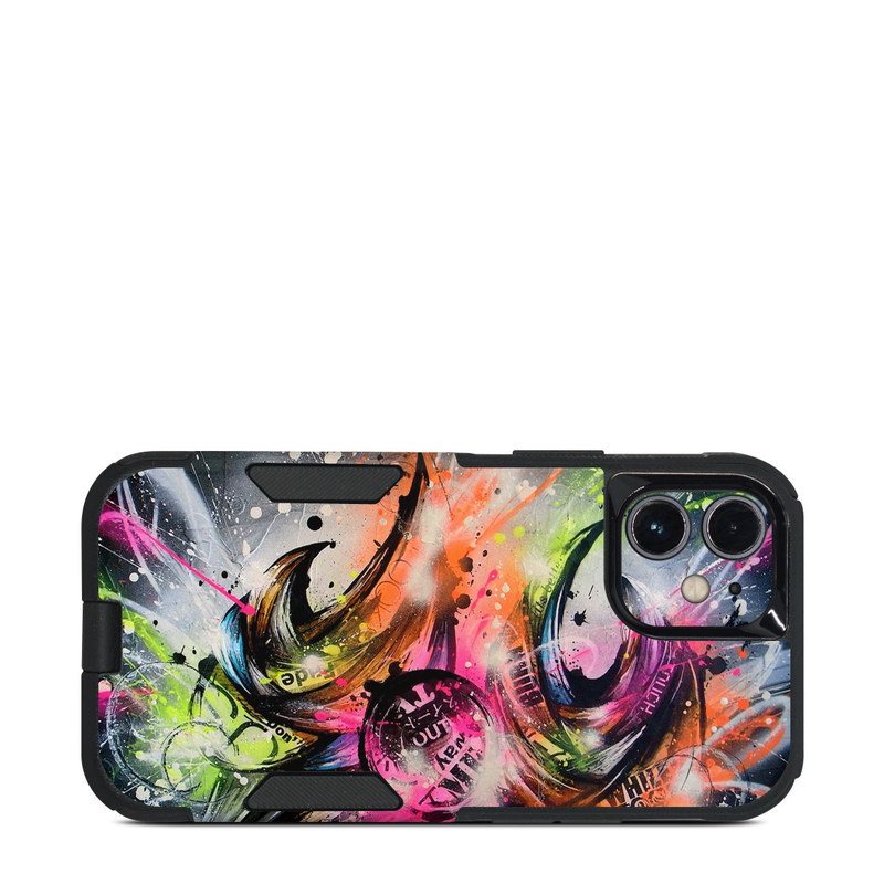 OtterBox Commuter iPhone 12 mini Case Skin design of Graphic design, Fractal art, Art, Illustration, Design, Graphics, Cg artwork, Font, Visual arts, Pattern, with black, gray, red, green, purple, blue colors