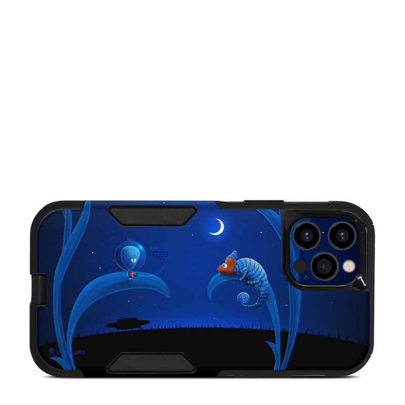 OtterBox Commuter iPhone 12 Pro Case Skin design of Organism, Astronomical object, Space, Illustration, Night, Graphics, with black, blue, orange colors