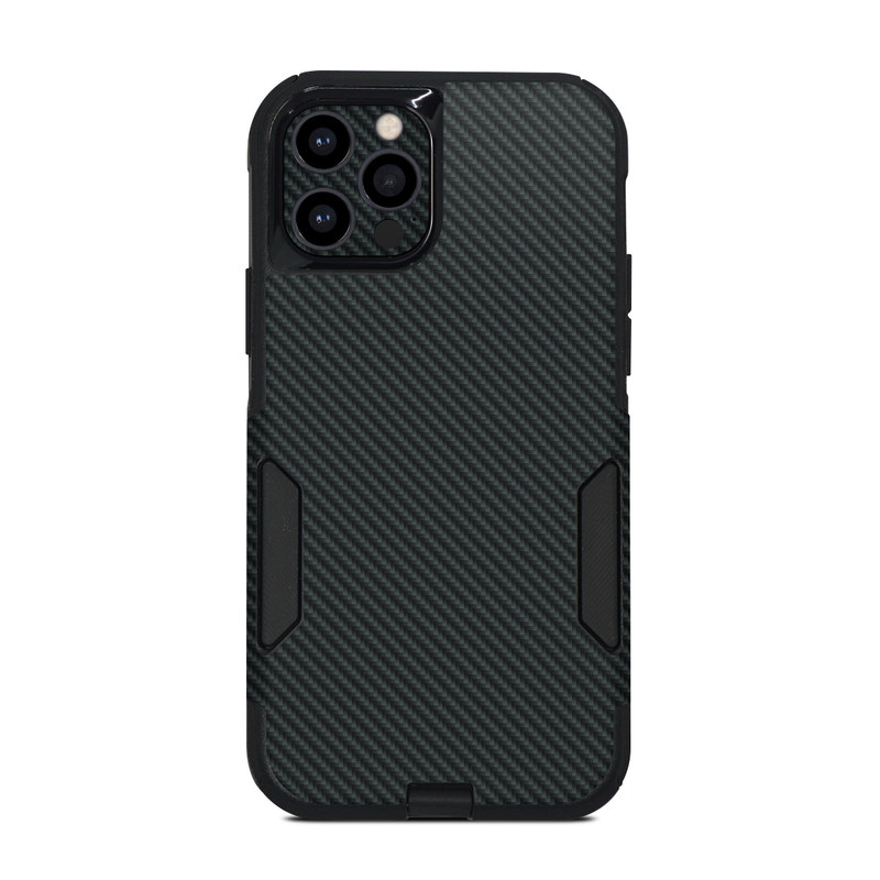 OtterBox Commuter iPhone 12 Pro Case Skin design of Green, Black, Blue, Pattern, Turquoise, Carbon, Textile, Metal, Mesh, Woven fabric, with black colors