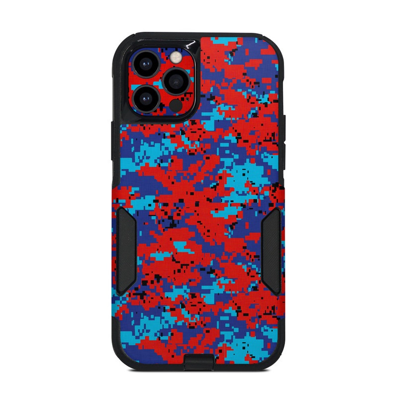 OtterBox Commuter iPhone 12 Pro Case Skin design of Blue, Red, Pattern, Textile, Electric blue, with blue, red colors