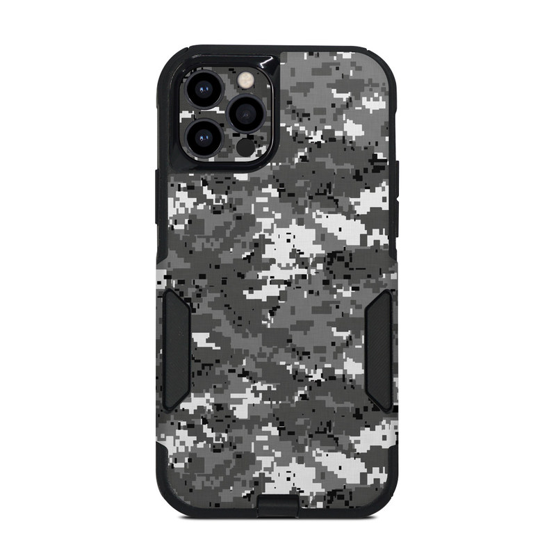 OtterBox Commuter iPhone 12 Pro Case Skin design of Military camouflage, Pattern, Camouflage, Design, Uniform, Metal, Black-and-white, with black, gray colors