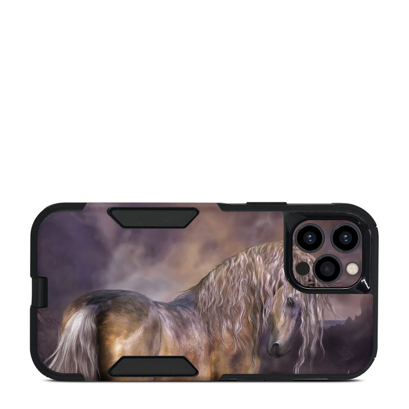 OtterBox Commuter iPhone 12 Pro Case Skin design of Horse, Mane, Stallion, Mustang horse, Fictional character, Mare, Painting, Wildlife, Mythical creature, with black, gray, red, blue, green colors