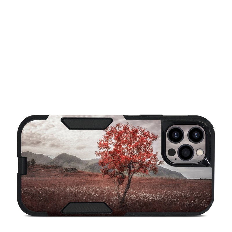 OtterBox Commuter iPhone 12 Pro Case Skin design of Natural landscape, Nature, Tree, Sky, Red, Natural environment, Atmospheric phenomenon, Leaf, Cloud, Woody plant, with black, gray, red colors