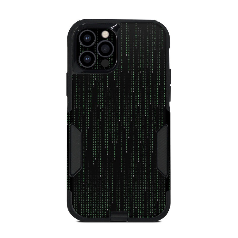 OtterBox Commuter iPhone 12 Pro Case Skin design of Green, Black, Pattern, Symmetry, with black colors