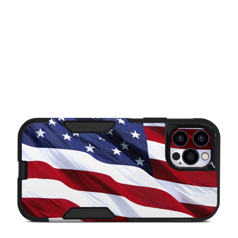 OtterBox Commuter iPhone 12 Pro Case Skin design of Flag, Flag of the united states, Flag Day (USA), Veterans day, Memorial day, Holiday, Independence day, Event, with red, blue, white colors