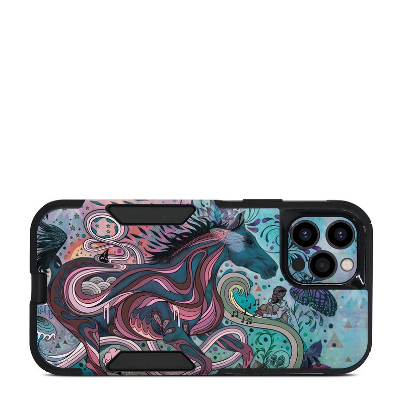 OtterBox Commuter iPhone 12 Pro Case Skin design of Illustration, Art, Visual arts, Graphic design, Fictional character, Psychedelic art, Pattern, Drawing, Painting, Mythology, with gray, black, blue, red, purple colors