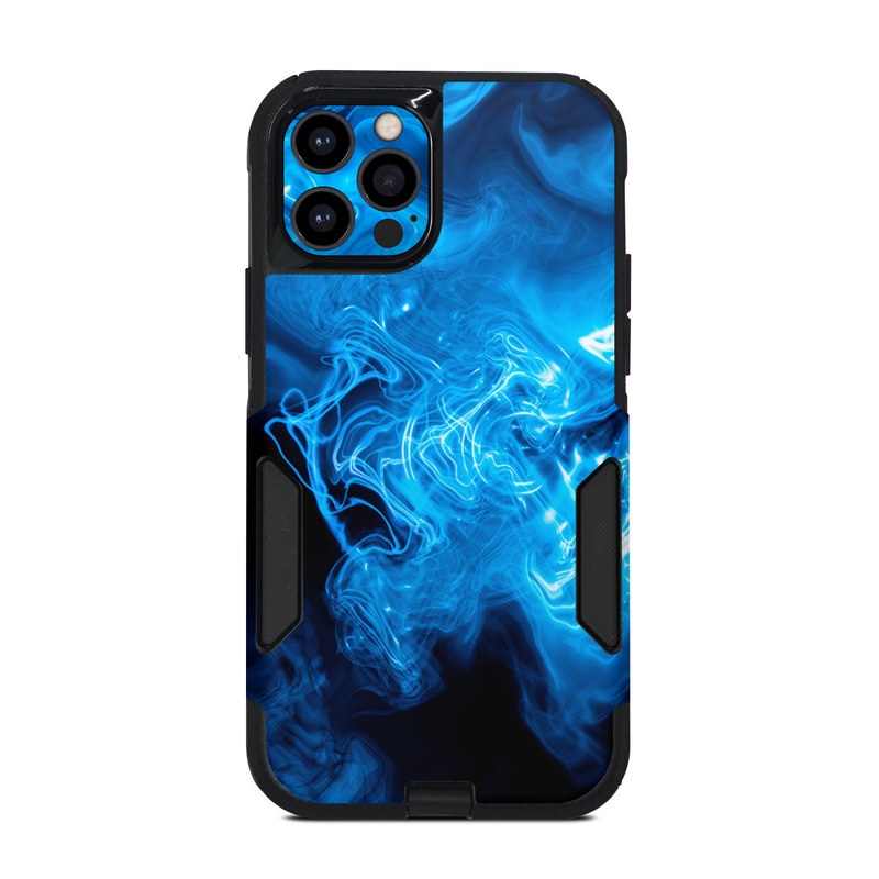 OtterBox Commuter iPhone 12 Pro Case Skin design of Blue, Water, Electric blue, Organism, Pattern, Smoke, Liquid, Art, with blue, black, purple colors
