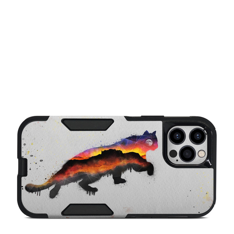 OtterBox Commuter iPhone 12 Pro Case Skin design of Illustration, Watercolor paint, Art, Tail, Painting, Drawing, Acrylic paint, Geological phenomenon, Red fox, Paint, with gray, black, red, yellow, orange, white colors