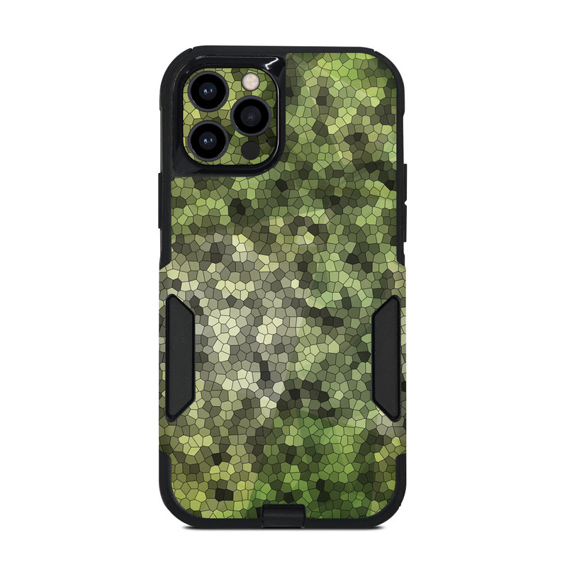 OtterBox Commuter iPhone 12 Pro Case Skin design of Green, Grass, Leaf, Plant, Pattern, Groundcover, with black, white, green, gray colors