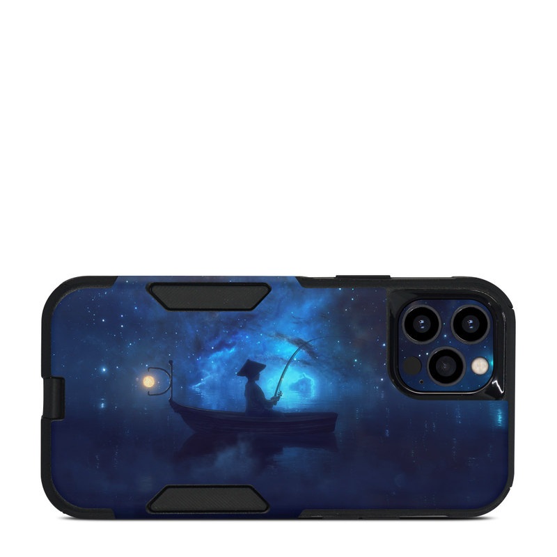 OtterBox Commuter iPhone 12 Pro Case Skin design of Sky, Night, Atmosphere, Light, Atmospheric phenomenon, Darkness, Screenshot, Space, Midnight, Moonlight, with white, blue, black, green, orange colors