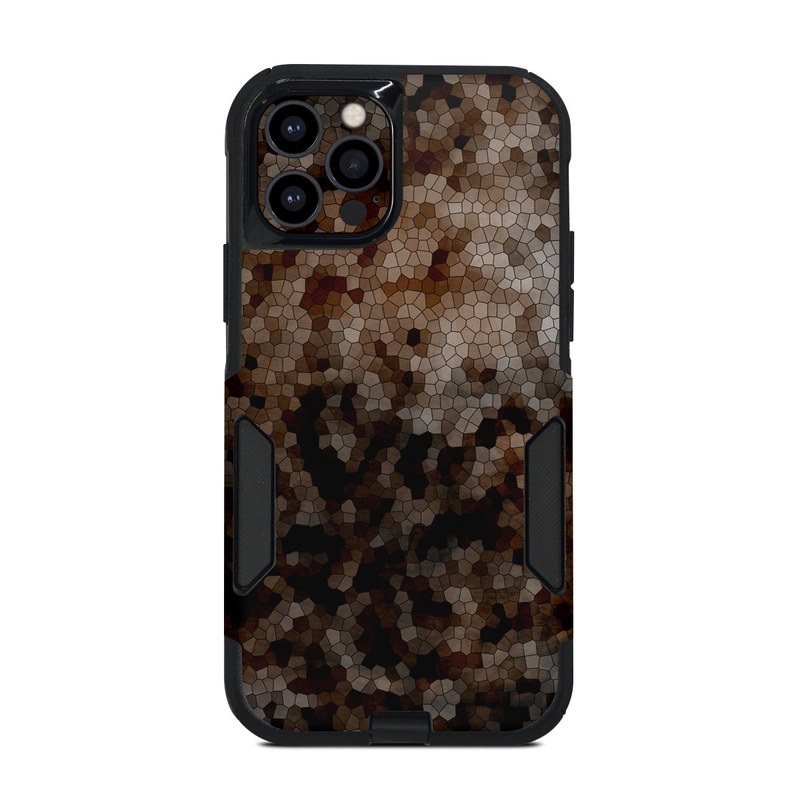OtterBox Commuter iPhone 12 Pro Case Skin design of Brown, Design, Soil, Pattern, Rock, Rust, Granite, Metal, with black, white, gray, brown colors