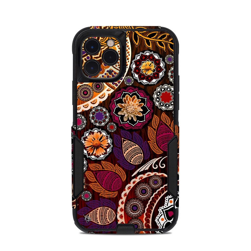 OtterBox Commuter iPhone 11 Pro Case Skin design of Pattern, Motif, Visual arts, Design, Art, Floral design, Textile, Paisley, Tapestry, Circle, with brown, purple, red, white, black colors