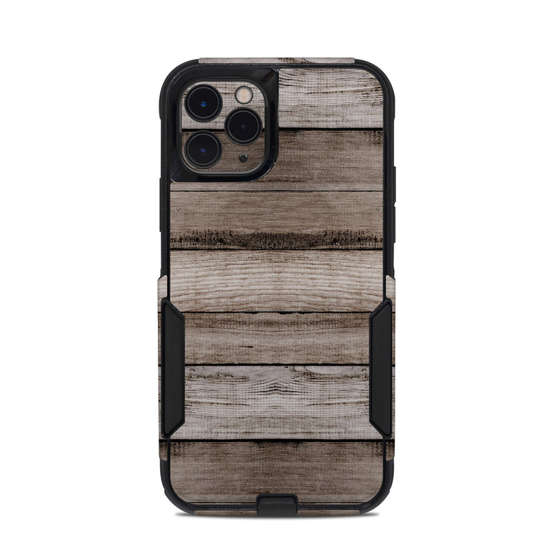 OtterBox Commuter iPhone 11 Pro Case Skin design of Wood, Plank, Wood stain, Hardwood, Line, Pattern, Floor, Lumber, Wood flooring, Plywood, with brown, black colors