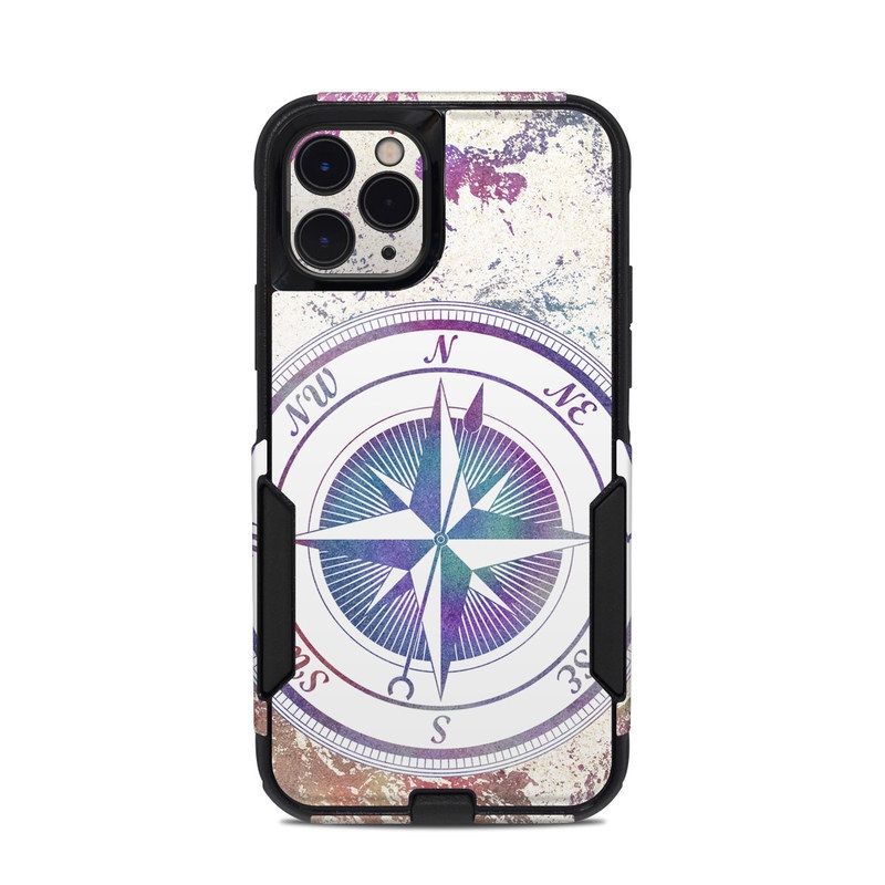 OtterBox Commuter iPhone 11 Pro Case Skin design of Clock, Circle, Compass, Graphics, Pattern, Illustration, Interior design, with gray, white, yellow, pink, purple, blue colors