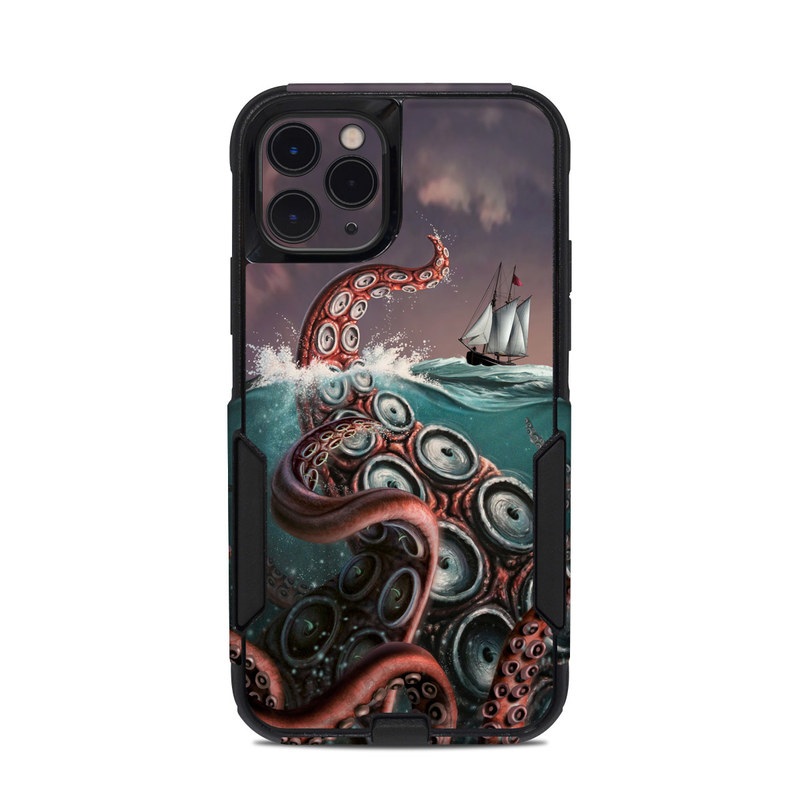 OtterBox Commuter iPhone 11 Pro Case Skin design of Octopus, Water, Illustration, Wind wave, Sky, Graphic design, Organism, Cephalopod, Cg artwork, giant pacific octopus, with blue, gray, white, brown, red colors