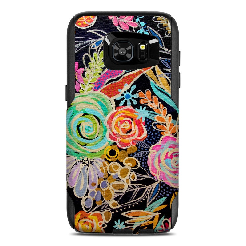 OtterBox Commuter Galaxy S7 Edge Case Skin design of Pattern, Floral design, Design, Textile, Visual arts, Art, Graphic design, Psychedelic art, Plant, with black, gray, green, red, blue colors