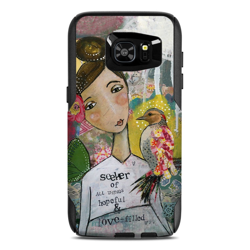 OtterBox Commuter Galaxy S7 Edge Case Skin design of Art, Painting, Illustration, Visual arts, Watercolor paint, Acrylic paint, Flower, Plant, Paint, Modern art, with white, green, pink, red, yellow colors