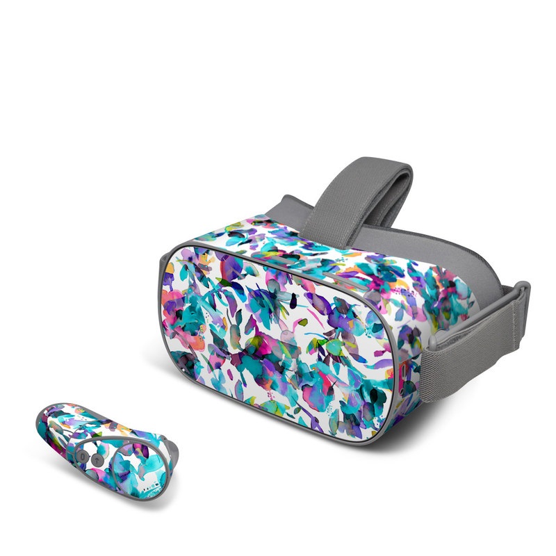 Oculus Go Skin design of Pattern, Design, Textile with white, blue, red, purple, pink, orange, yellow colors