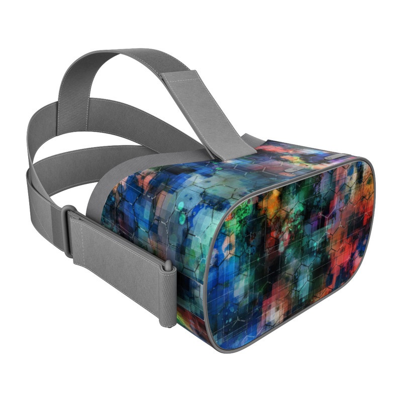 Oculus Go Skin design of Blue, Colorfulness, Pattern, Psychedelic art, Art, Sky, Design, Textile, Dye, Modern art with black, blue, red, gray, green colors