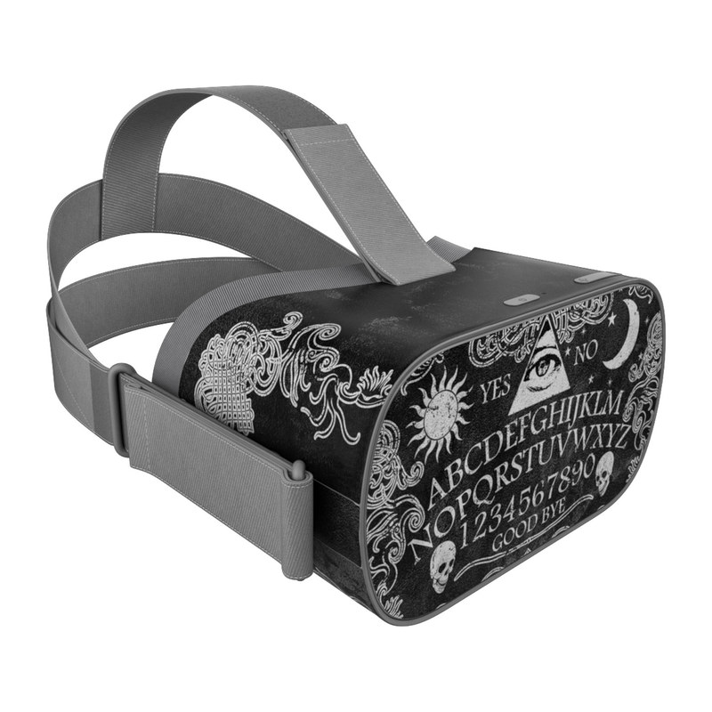 Oculus Go Skin design of Text, Font, Pattern, Design, Illustration, Headpiece, Tiara, Black-and-white, Calligraphy, Hair accessory, with black, white, gray colors