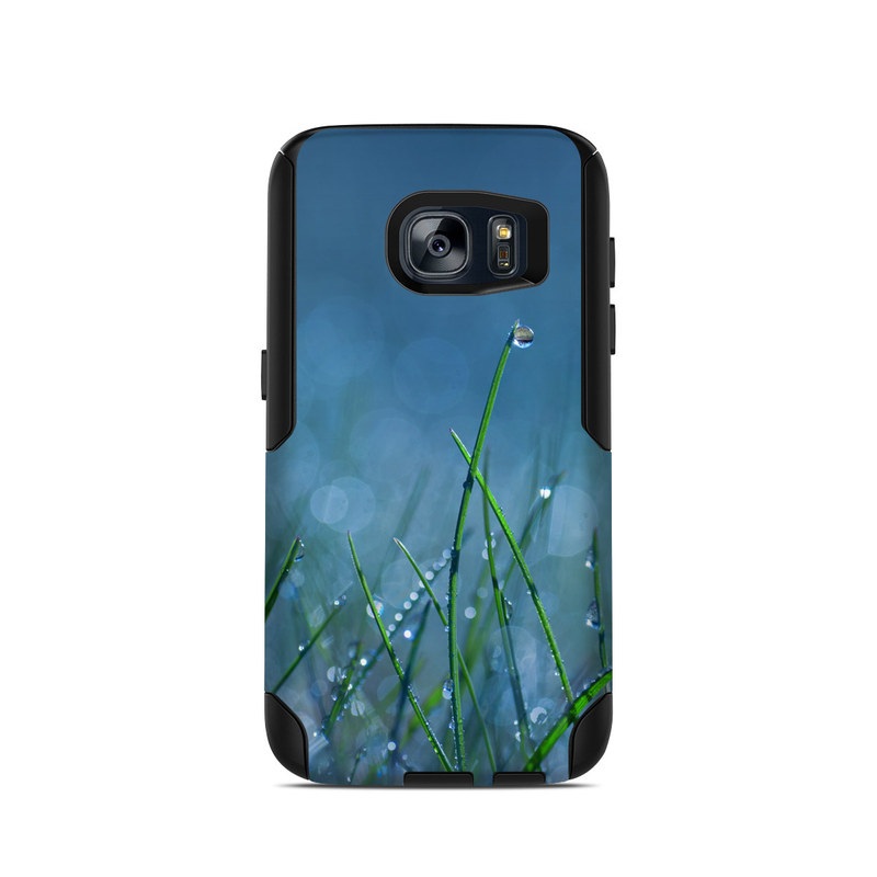 OtterBox Commuter Galaxy S7 Case Skin design of Moisture, Dew, Water, Green, Grass, Plant, Drop, Grass family, Macro photography, Close-up, with blue, black, green, gray colors