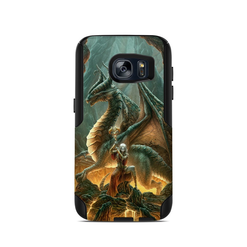 OtterBox Commuter Galaxy S7 Case Skin design of Dragon, Cg artwork, Mythology, Fictional character, Mythical creature, Art, Illustration, Cryptid, Sculpture, Demon, with black, green, red, gray, blue colors