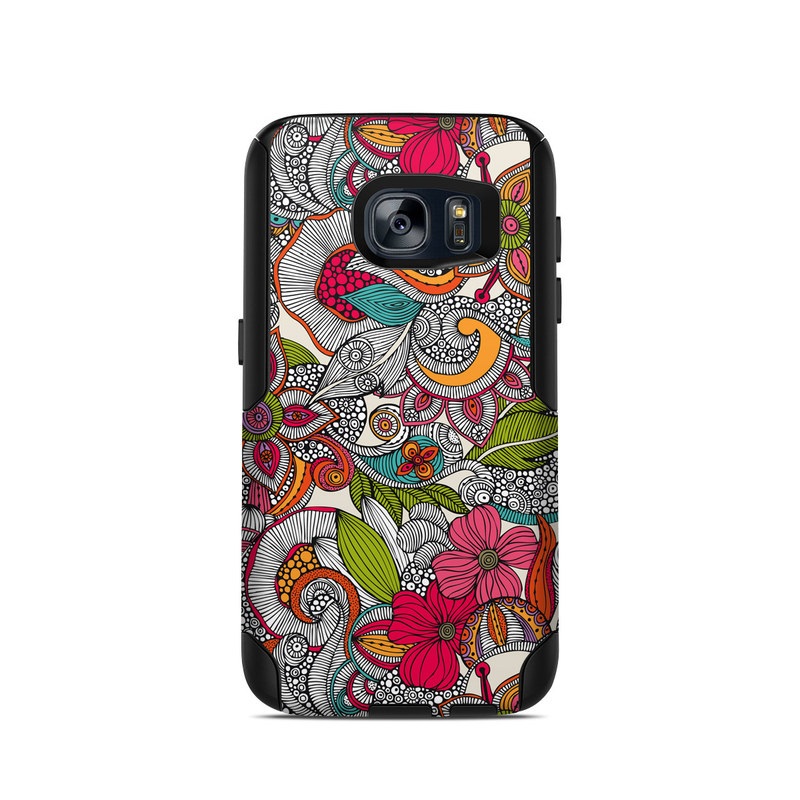 OtterBox Commuter Galaxy S7 Case Skin design of Pattern, Drawing, Visual arts, Art, Design, Doodle, Floral design, Motif, Illustration, Textile, with gray, red, black, green, purple, blue colors