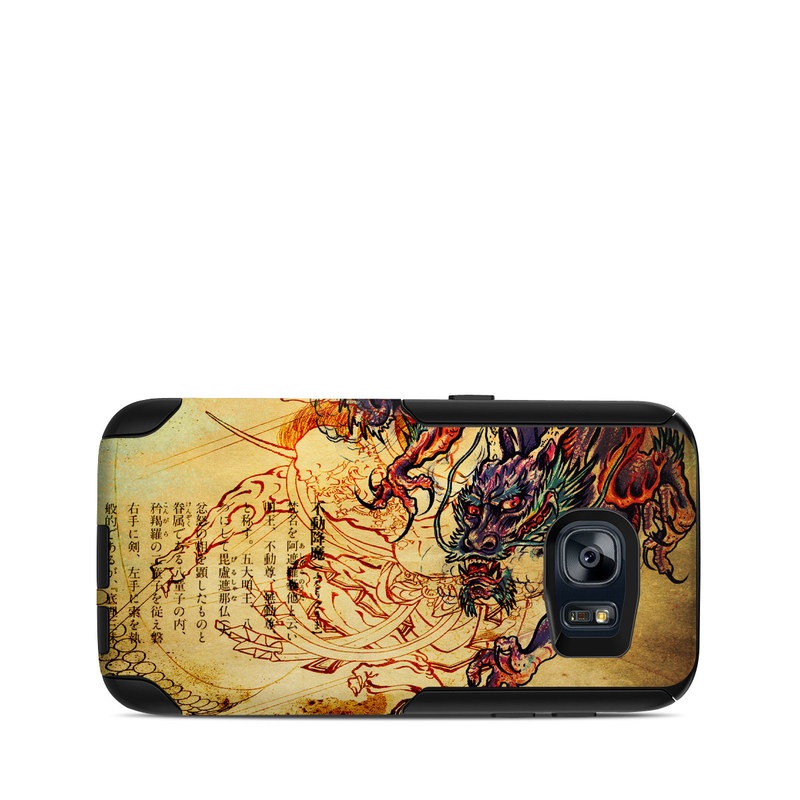 OtterBox Commuter Galaxy S7 Case Skin design of Illustration, Fictional character, Art, Demon, Drawing, Visual arts, Dragon, Supernatural creature, Mythical creature, Mythology, with black, green, red, gray, pink, orange colors