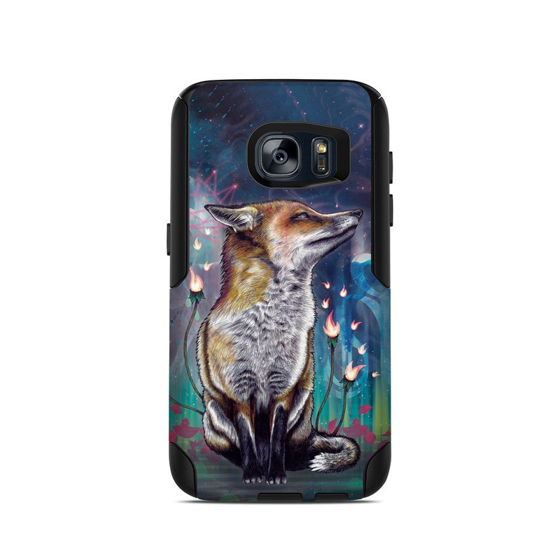 OtterBox Commuter Galaxy S7 Case Skin design of Red fox, Art, Wildlife, Canidae, Illustration, Fox, Carnivore, Painting, Dhole, Red wolf, with black, gray, blue, red, green colors