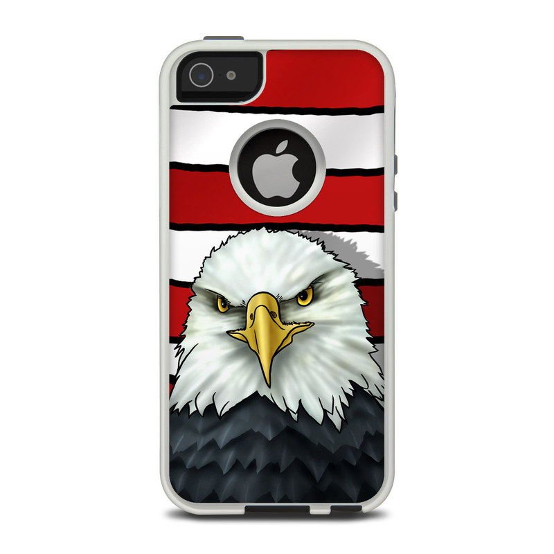 OtterBox Commuter iPhone 5 Case Skin design of Bald eagle, Eagle, Bird, Bird of prey, Accipitridae, Beak, Accipitriformes, Sea eagle, Flag, with white, gray, blue, yellow, red colors